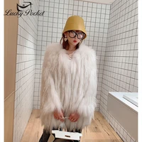 women winter solid color thick warm loose fashion tassel fox fur leather female brand high quality coat ladies soft coats ml884