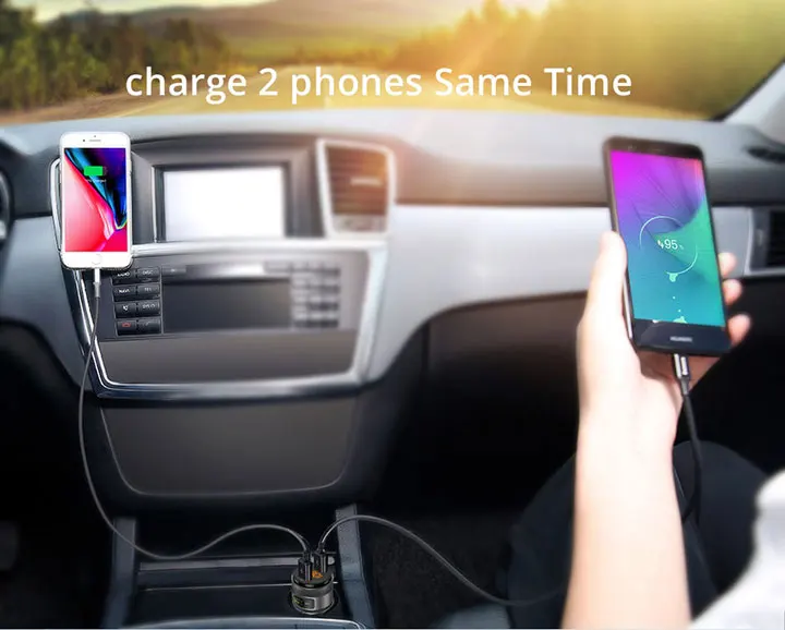 VANJEW C57 Быстрая зарядка 3,0 автомобильный Bluetooth fm-передатчик с двумя usb-портами автомобильное зарядное устройство fm-модулятор MP3-плеер Автомобильная Зажигалка Handfree
