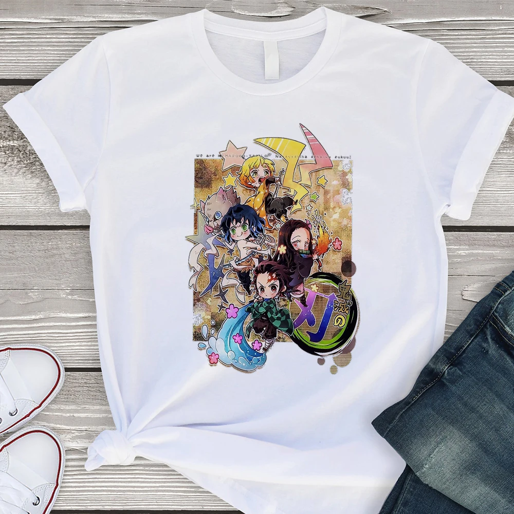 

Japanese Hot Anime Demon Slayer Printed Womens T-shirts Ulzzang Fashion Y2k Kimetsu No Yaiba Tops O-neck