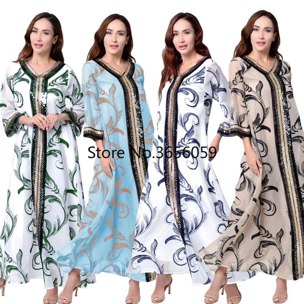 Caftan Марокканская кафтан Abaya женское платье макси в мусульманском стиле