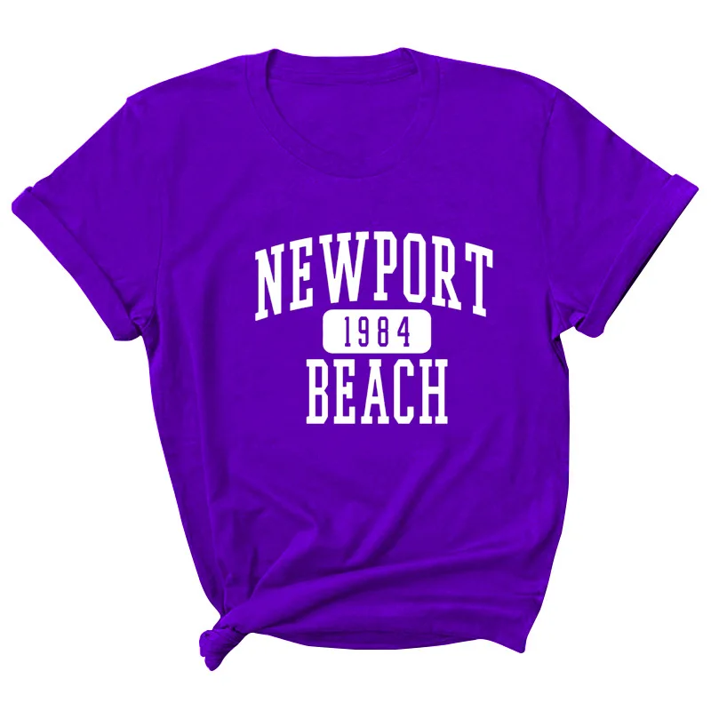 

NEWPORT 1984 Beach Letter Print Women T Shirt Short Sleeve O Neck Loose Women Tshirt Ladies Tee Shirt Tops Camisetas Mujer