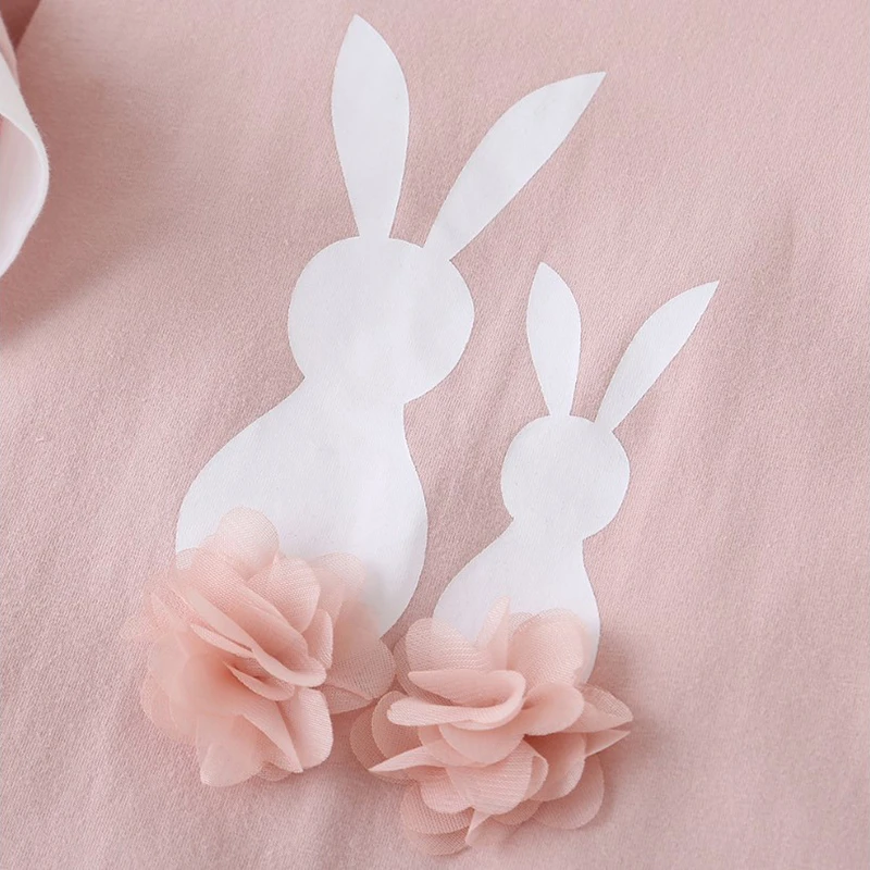 

Fashion Baby Clothing Sweet And Cute Warm Soft Rompers Printed Bunny Round Neck Long-sleeved Jumpsuit