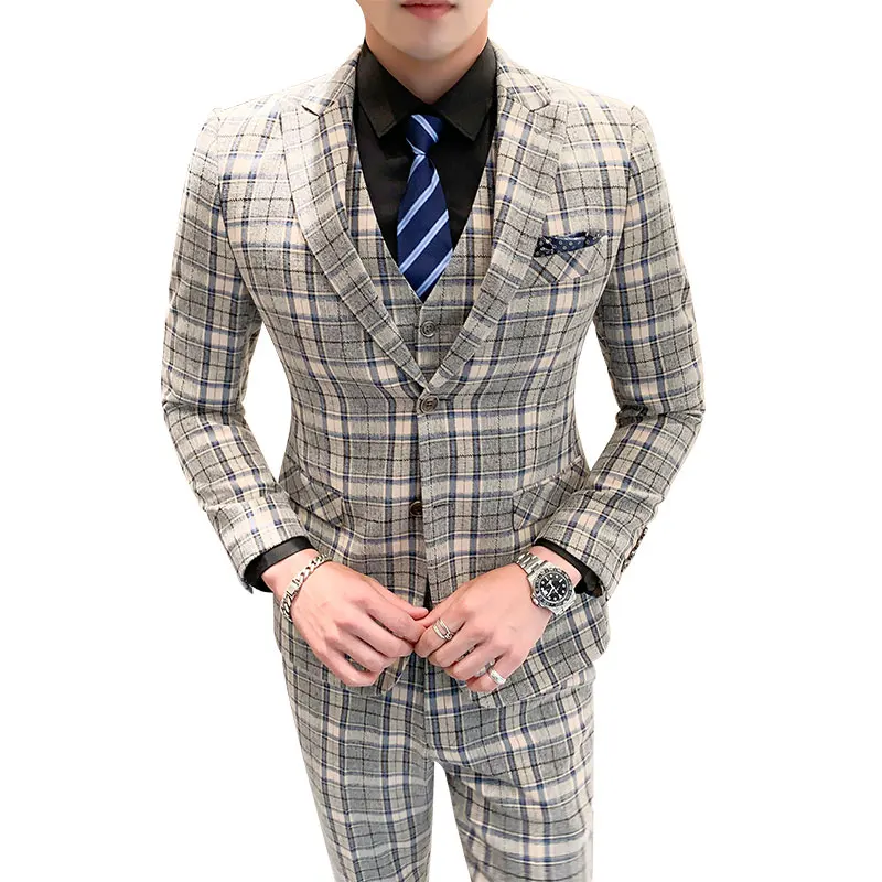 Мужской костюм из 3 предметов комплект куртка и брюки жилет/мужской оранжевый Slim