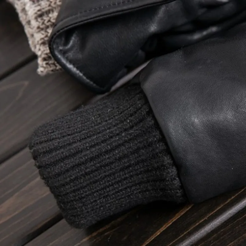 

Men Genuine Sheepskin Jacket Brand Casual Winter Thicken Down Coats Fashion Streetwear Black Motorcycle Real Leather Jackets