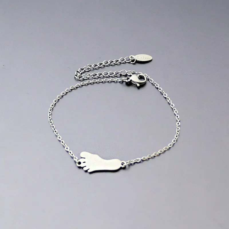 Браслеты дружбы-милый браслет с ножным принтом из нержавеющей стали на заказ
