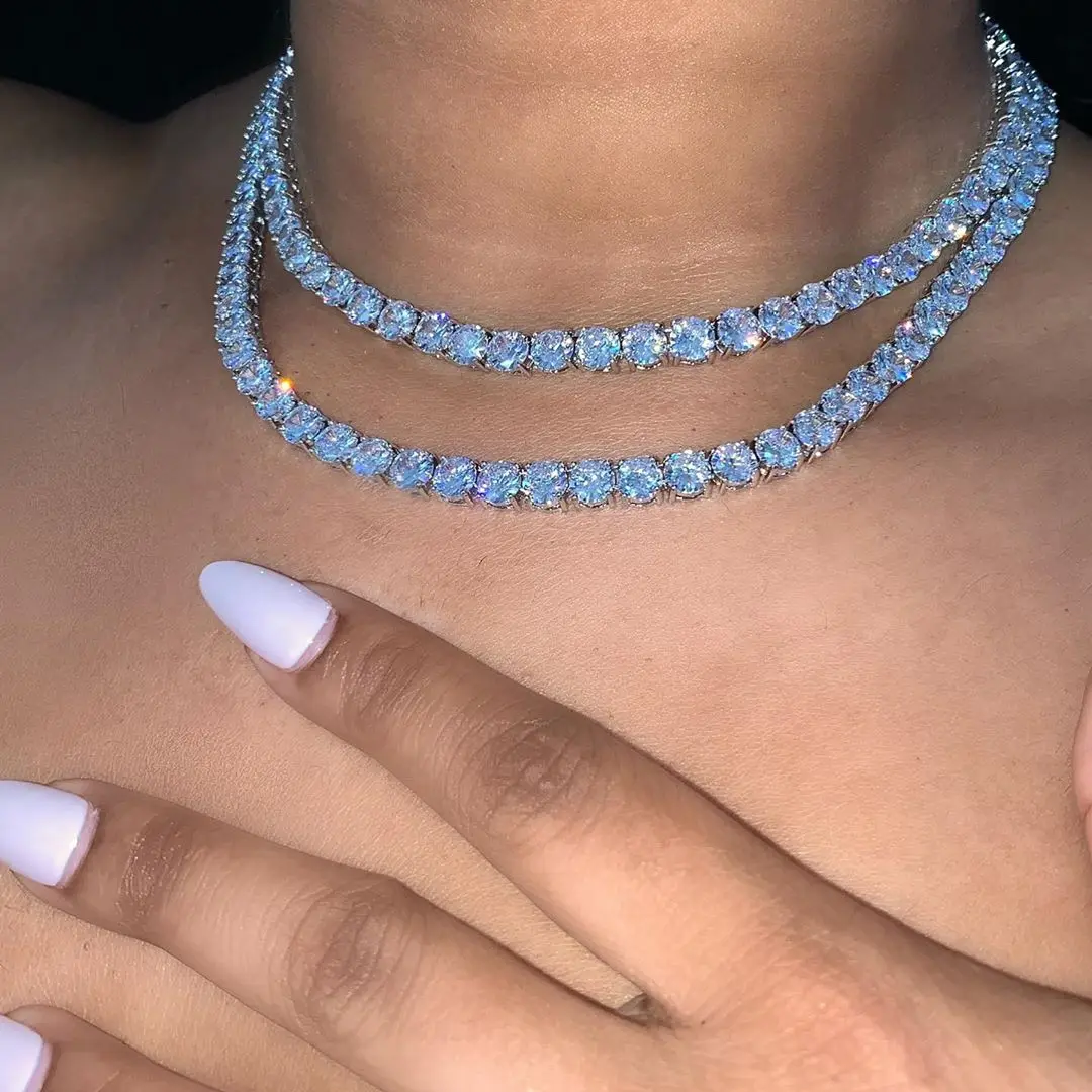 Ожерелье-чокер из кубинской цепи Майами с фианитами в форме сердца 2021 | Украшения