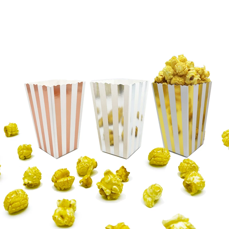 24 шт. фольгированная розовая золотая коробка для попкорна маленькие 5x7x11 5 см