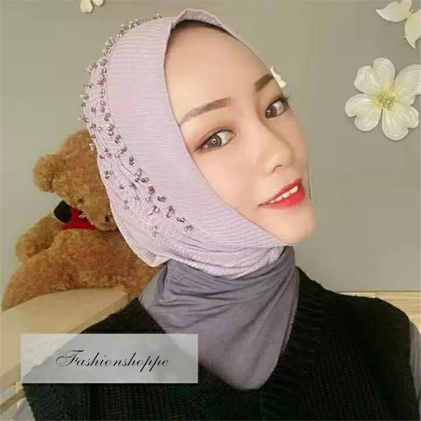 Модный женский мусульманский головной платок однотонный цветочный