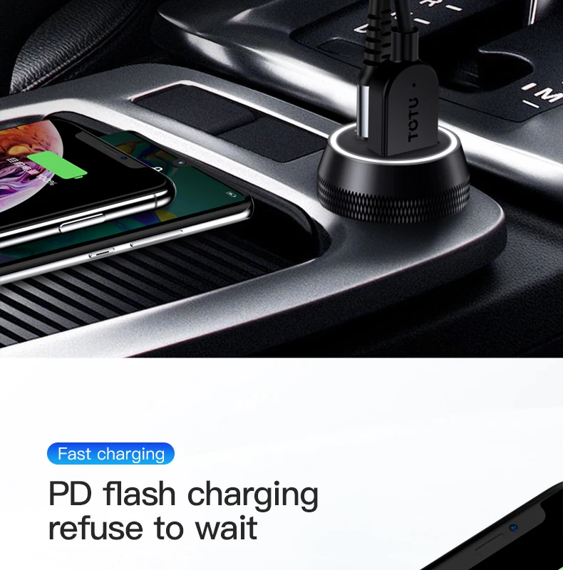 TOTU PD QC3.0 быстрое двойное USB Автомобильное зарядное устройство для мобильного телефона адаптер быстрая зарядка автомобильное USB зарядное устройство для телефона для iPhone samsung Xiaomi