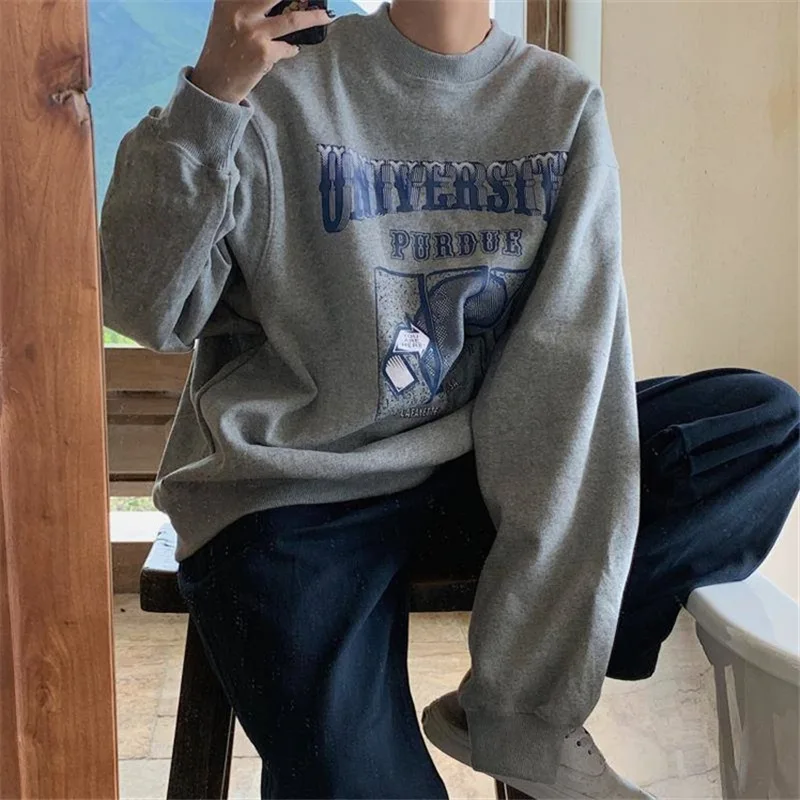 

Свитшот женский с надписью, Свободный пуловер с круглым вырезом, винтажная уличная одежда в стиле Харадзюку, большие размеры, весна-осень