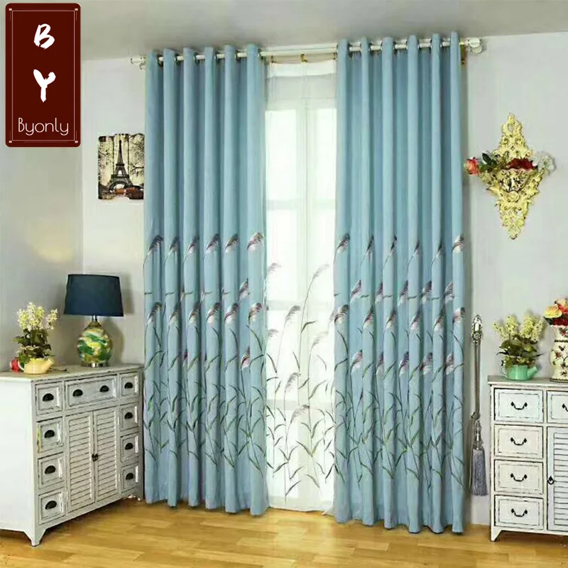 

New Curtains for Living Dining Room Bedroom American Country Jacquard Curtains Embroidered Tulle Blackout Curtain Fabric