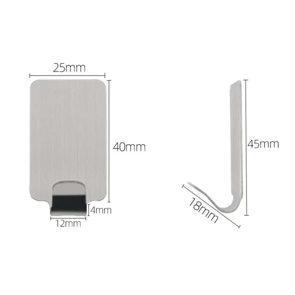 

5Pcs Wall Mount Stainless Steel Adhesive Hook Bathroom/Kitchen Hanging Holder