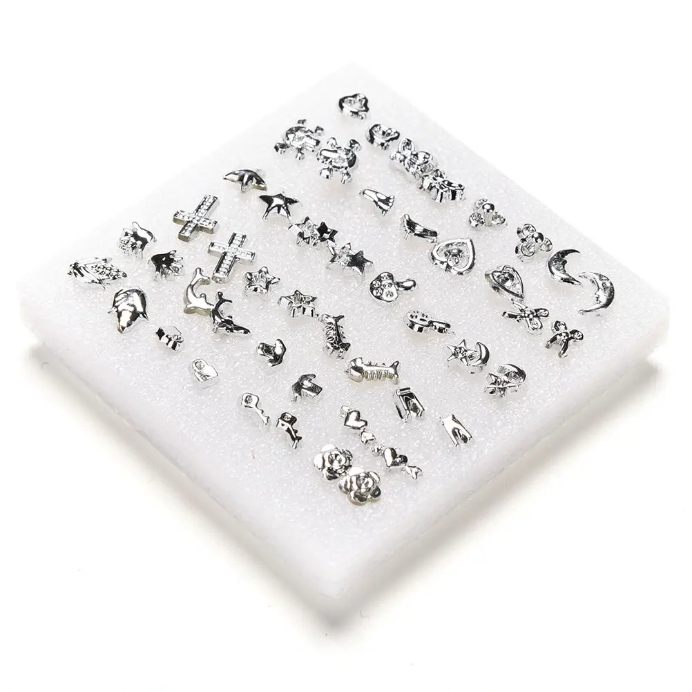 

24 Pairs Earrings Mixed Styles Star Moon Flower Geometric Animal Plastic Stud Earrings Set For Women Girls Jewelry