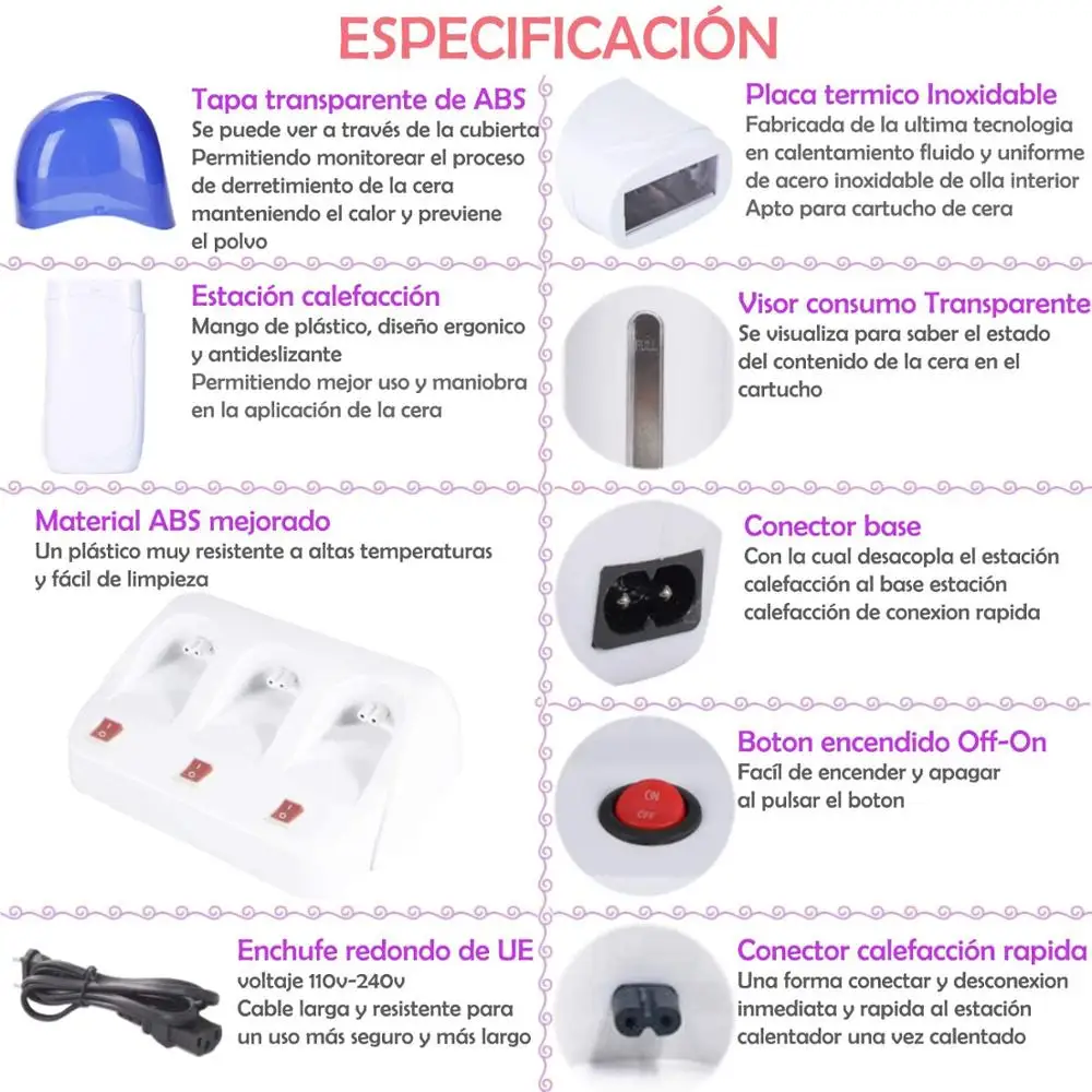 

IPSUMOO Calentador de Cera Tibia con 2 Rolones, DepilaciÃ³n de cartucho Roll Profesional para brazos, piernas, cara, bikini