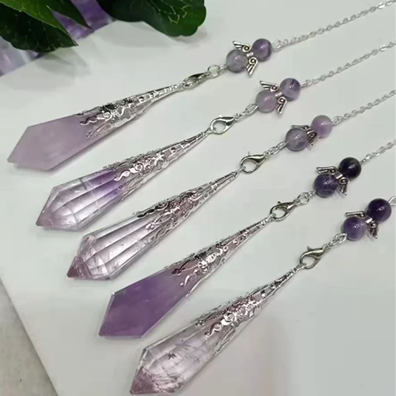 

Natural stone pendulum for dowsing quartz Opalite opal Amethyst pendulos sacred geometry healing crystals pendant jewelry