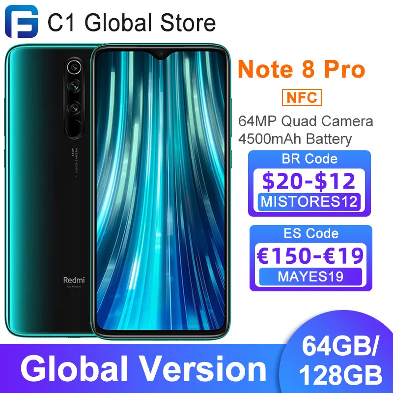 Глобальная версия Xiaomi Redmi Note 8 Pro 6 Гб 64 Гб/128GB смартфон Helio G90T Octa Core 64MP Quad камера