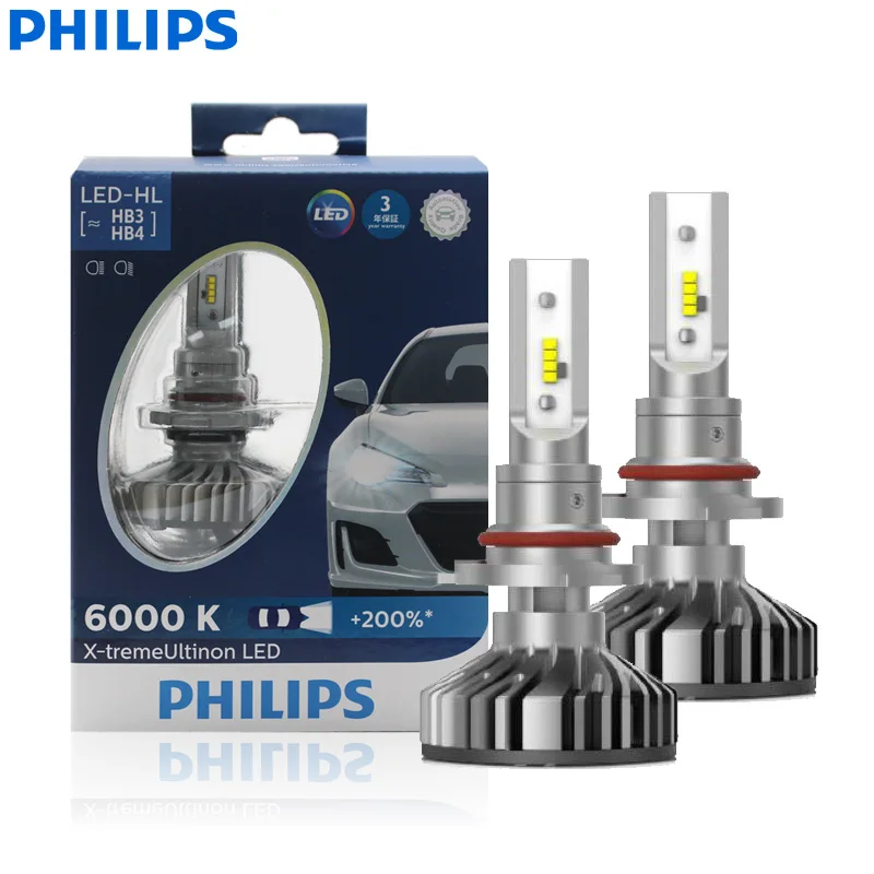 Philips X treme Ultinon светодиодный фонарь 9005 9006 HB3 HB4 12 В 11005XUX2 6000K Автомобильные