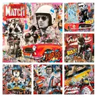 Полноразмернаякруглая алмазная живопись с граффити, F1 чемпион мира, гоночный автомобиль, 3D Алмазная вышивка крестиком своими руками, Настенный декор