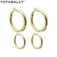 totasally gold silver color big circle hoop earrings for women simple metal round earrings minimalist jewelry wholesale