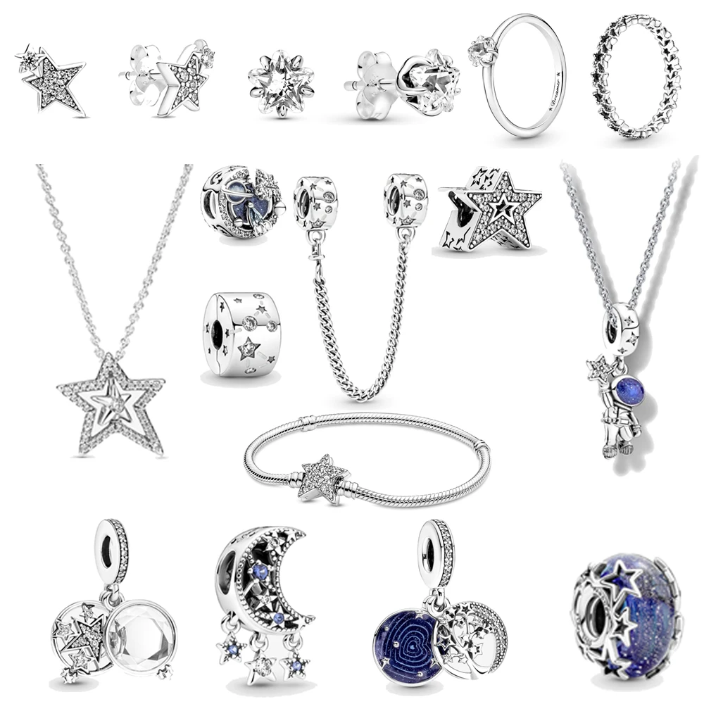 

Женская цепочка «астронавт» из серебра 925 пробы, с бусинами