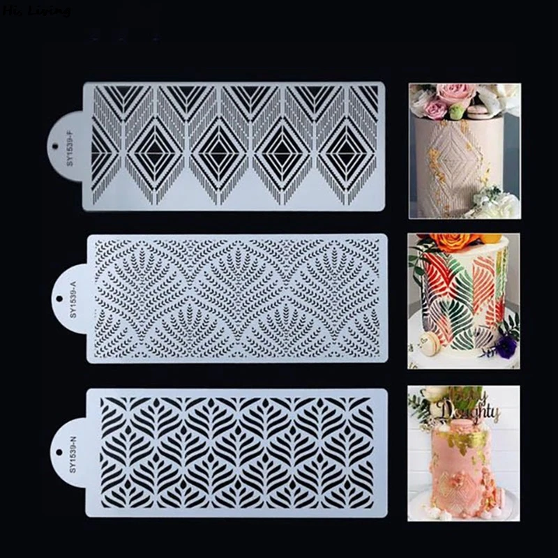 

Diy Bohemian Style Plastic Sugar Sieve Mold Fondant Printing Mold Hollow Wedding Cake Edge Decoration Template Baking Tools