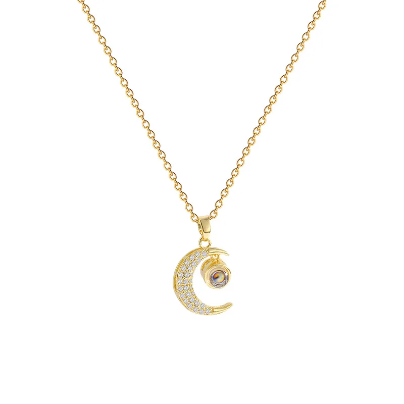 

New Stylish Titanium Steel Ladies Necklace Simple Personality Necklace Moon Pendant Cold Wind Collarbone Chain