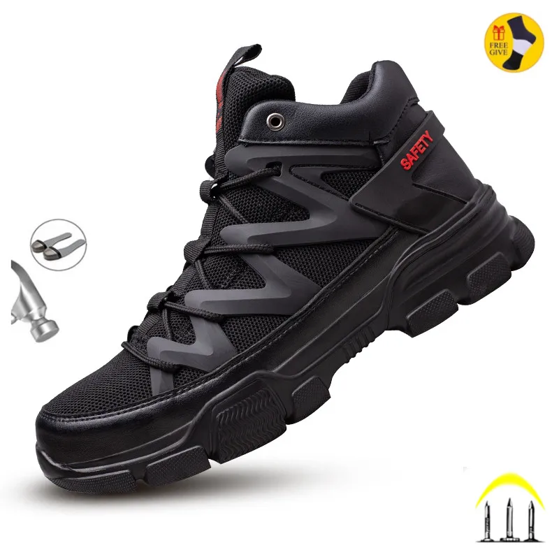 

Work Boots Indestructible Safety Shoes Men Steel Toe Shoes Puncture-Proof Work Sneakers Male Footwear Adult Security Shoes