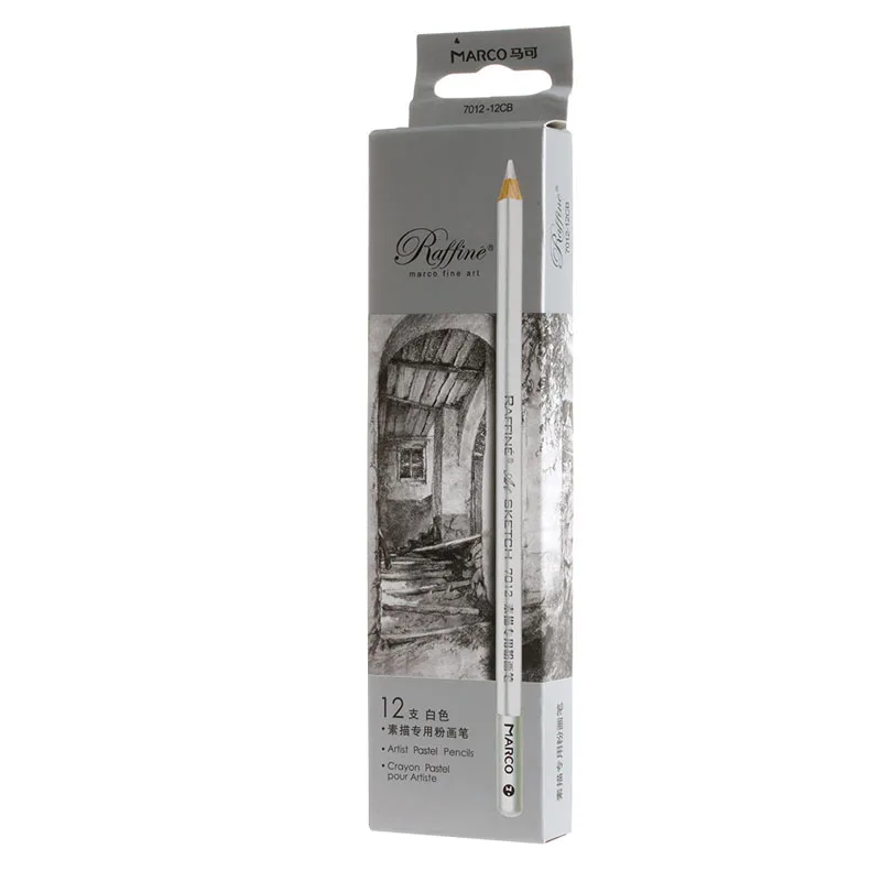 

2021 New 12pcs White Fine Art Drawing Non-toxic Base Pastel Pencils Set for artist Sketch