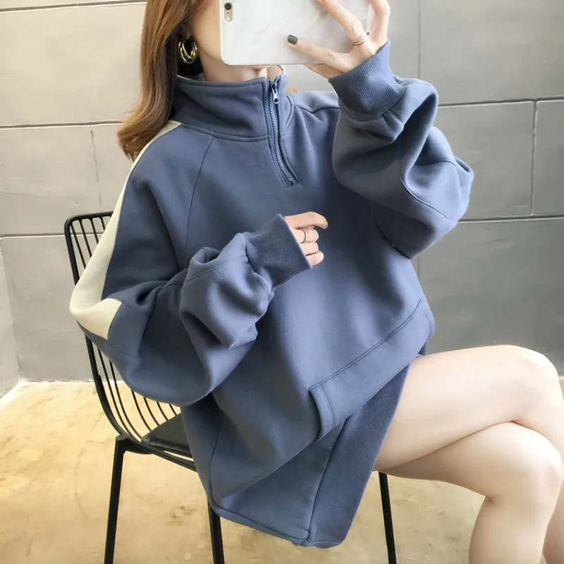 

Hi-Q, Женская толстовка с капюшоном, теплая верхняя одежда с добавлением флиса и утепленные свободную одежду женская флисовая толстовка женс...