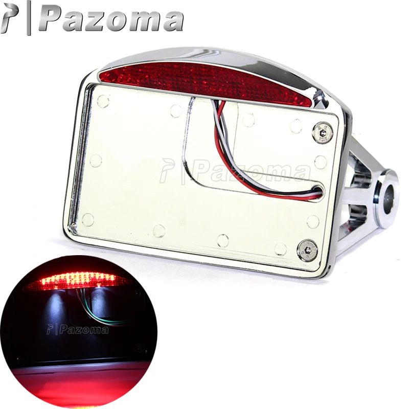 

Aluminum Chrome Motorcycle License Plate LED Tail Light Horizontal Side Mount Bracket for Harley Sportster Dyna Softail Custom