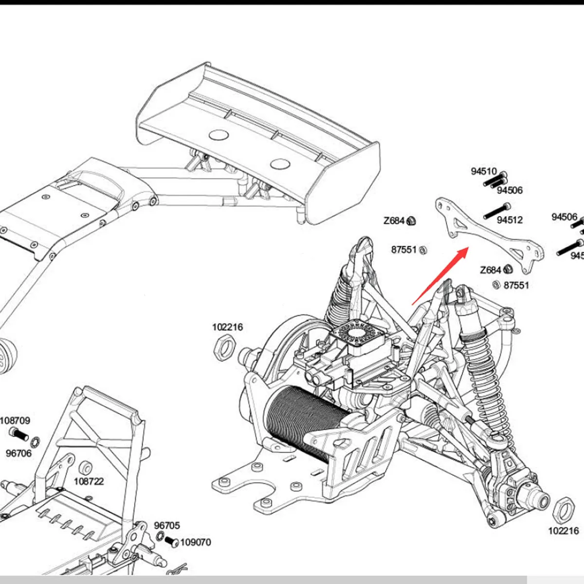 

Aluminum Rear Shock Brace 87551 For RC 1/5 HPI Baja 5B 5T 2.0 5SC SS 5B Flux 5R 1970 Rovan Buggy