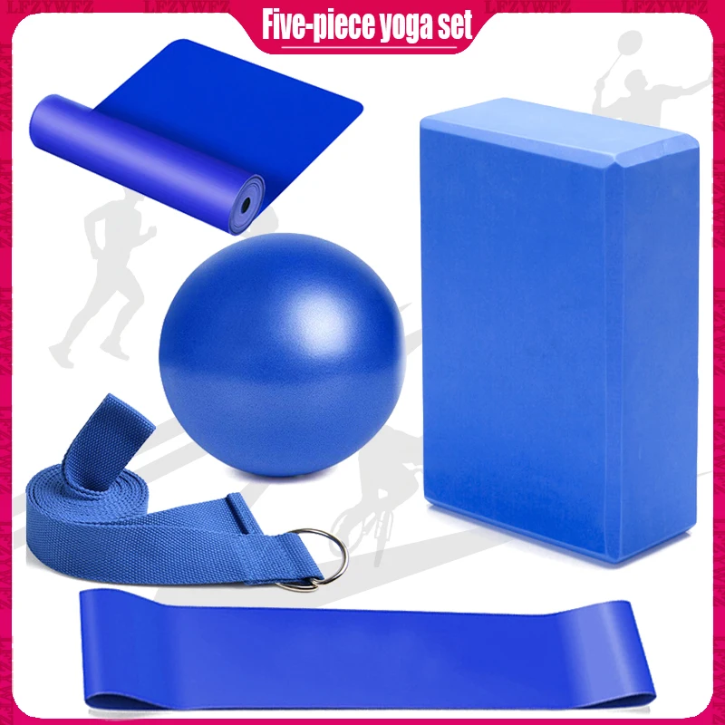 

5pcs/set Yoga Ball Set Yoga Equipment Set Include Yoga Ball Yoga Blocks Stretching Strap Resistance Loop Band Exercise Equipment