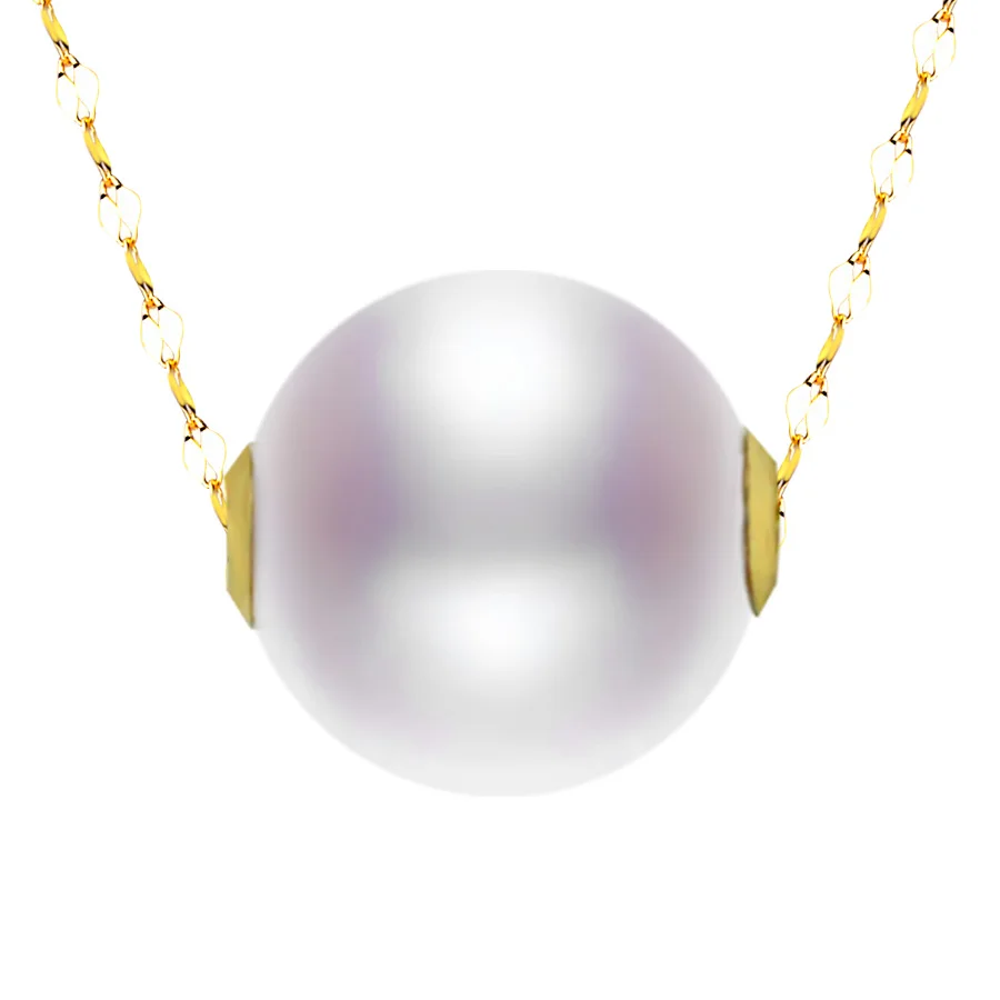 

NYMPH Pure 18K Yellow Gold Necklace Pendant Pearl Jewelry Au750 Natural freshwter 8-11mm Fine Women Party Gift