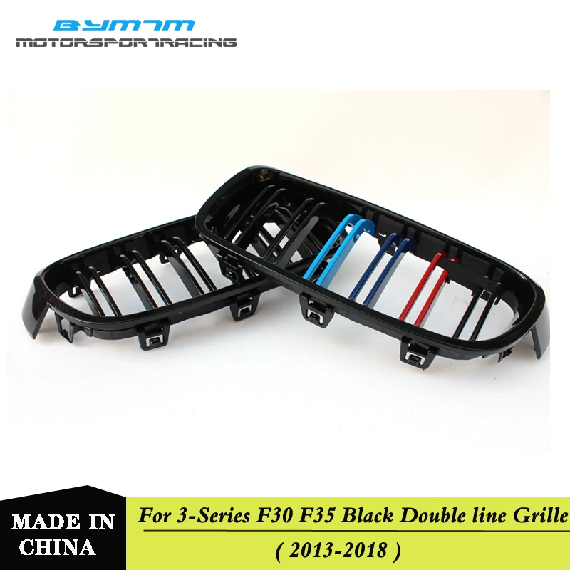 

Two line ABS Coloer Carbon black Grille Fit For BMW 3-Series F30 F35 320i 328i