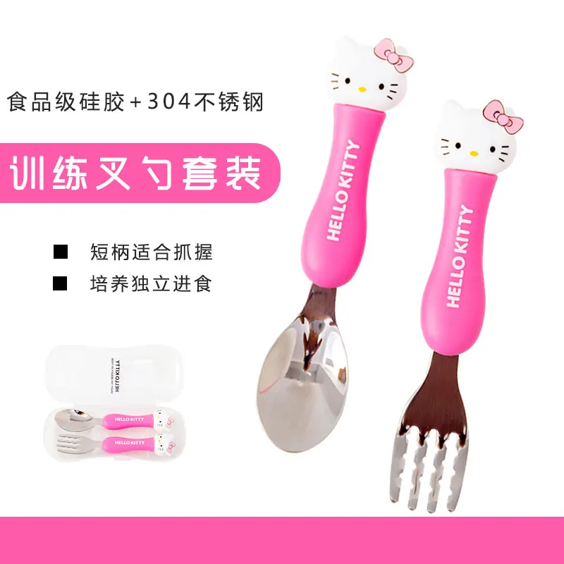 Рисунок Hello Kitty Нержавеющая сталь вилка ложка для грудничков с научиться есть