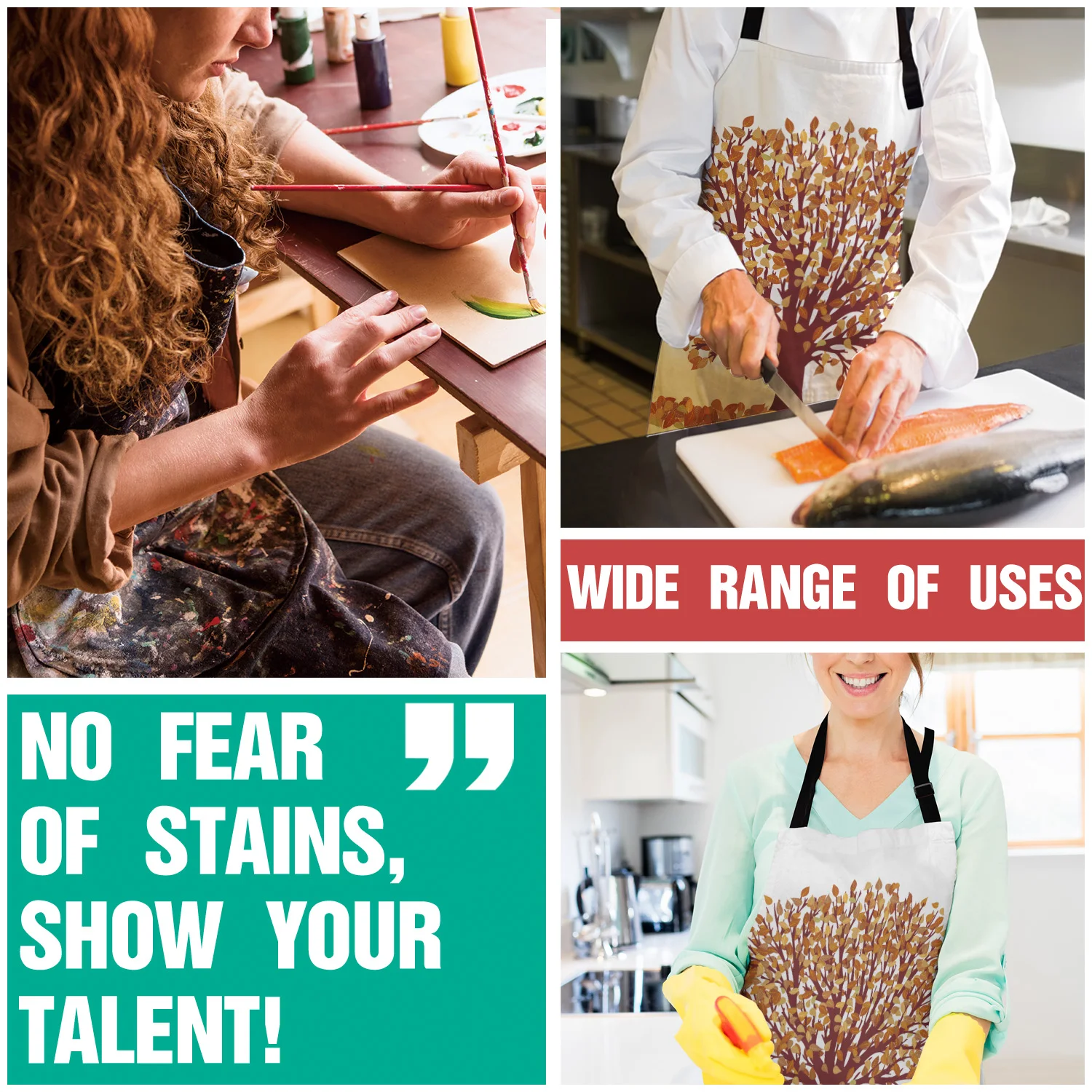 Tophome Кухонный Фартук с изображением живого дерева Осенние коричневые