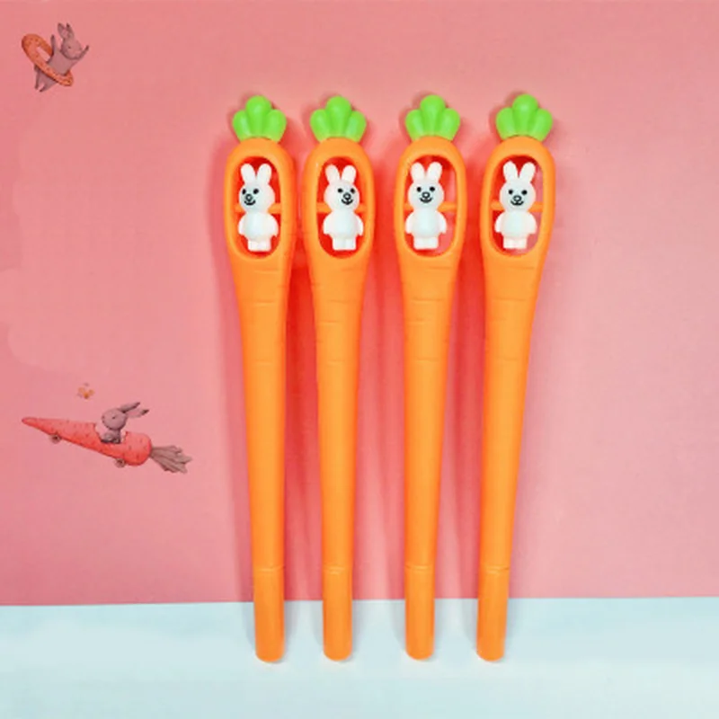 1 шт. кролик вращающийся гелевая ручка в форме морковки 0 5 мм Симпатичные Ручки