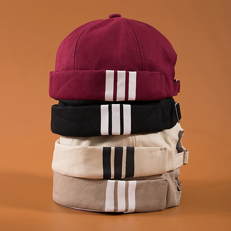 

Men's Summer Cotton Brimless Skullies Cap Vintage Urban Unique Street Portable Docker Hats Multipurpose Miki Women Beanie Hat