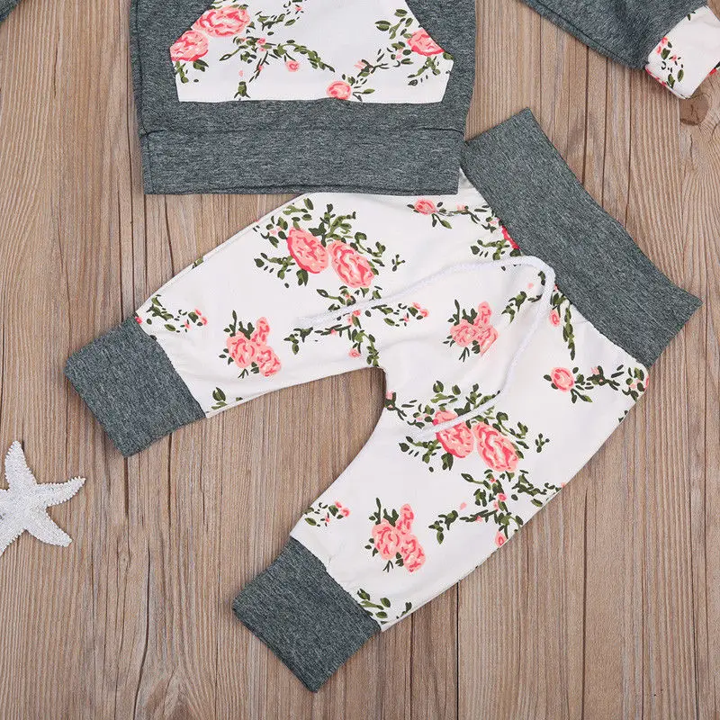 Autumn Winter Infant Newborn 2 Pieces Clothes Set Baby Boys Girls Long Sleeve Hooded Hoodies+Long Pants Leggings Outfits Set