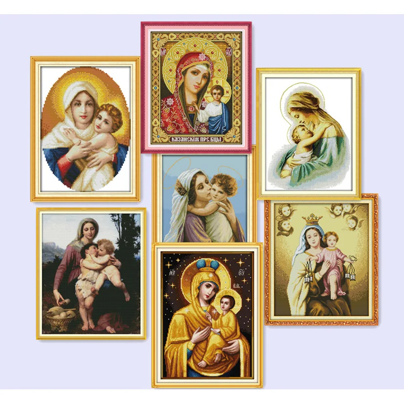 

Everlasting Love All Kinds Of Holy Mother & Holy Son Cotton Cross Stitch 11 14CT Printed DIY Gift New Year Decorations For Home