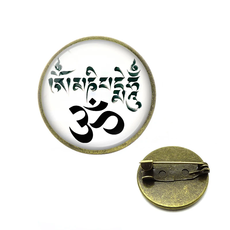 Минимализм Ом АУМ Будда Броши ручной работы художественное изображение стекло
