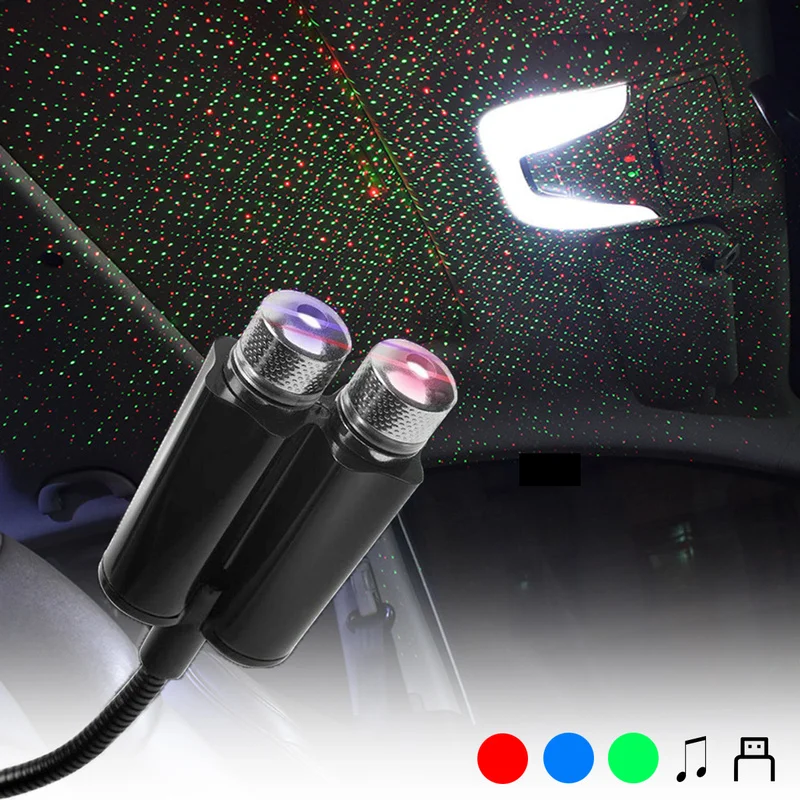 

Car Dual-color USB Starlight Sky Night Flashing Voice Control Atmosphere Lamp Auto Interior Ambient Light