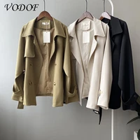 womens windbreaker 2021 spring and autumn new korean version of the wild loose collar fashion jacket womens windbreaker coat