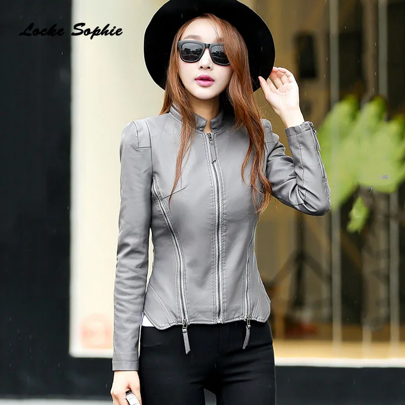 1pcs Women Plus size short jacket coats 2020 Autumn faux fur PU Leather zipper Splicing Jacket ladies Skinny locomotive | Женская одежда