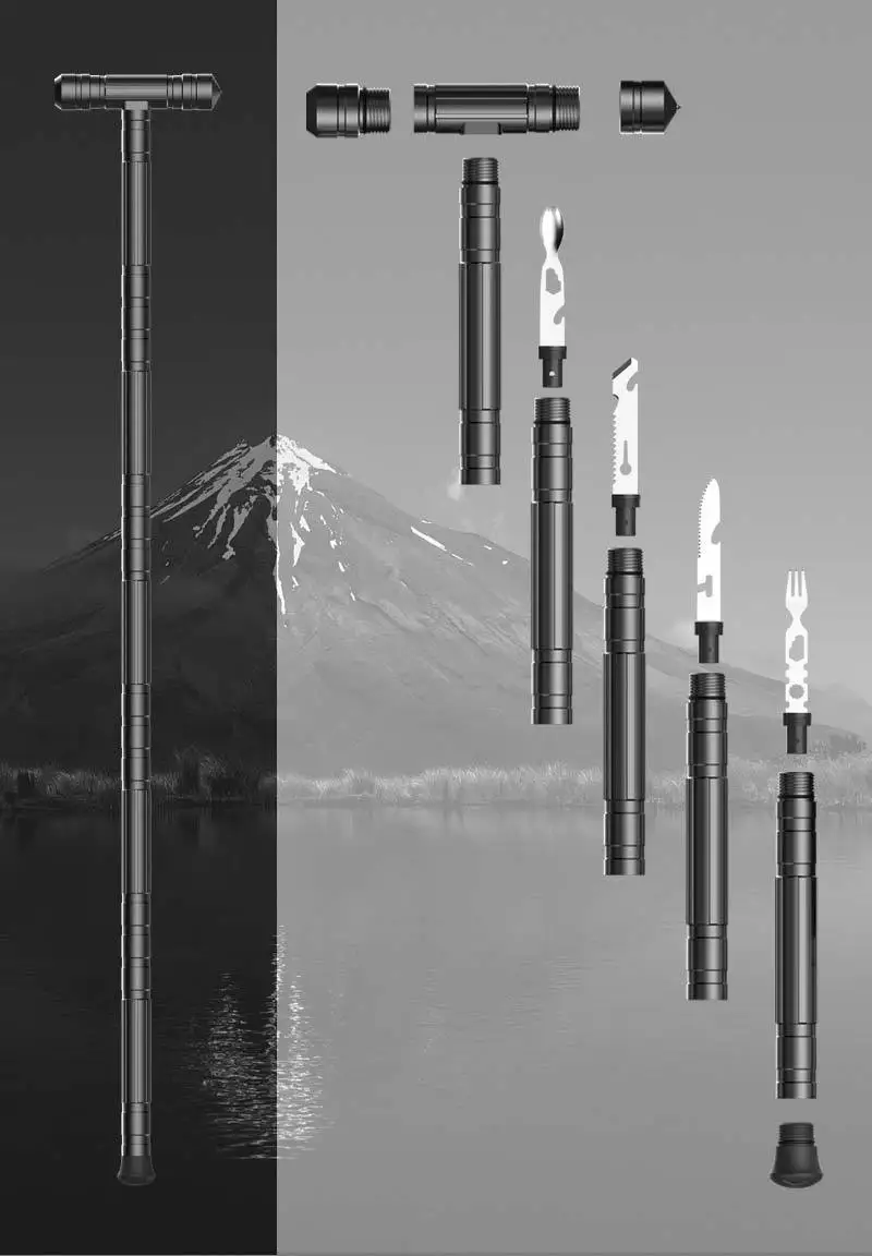 Открытый DIY Самозащита трость многофункциональный кемпинг палка ручка