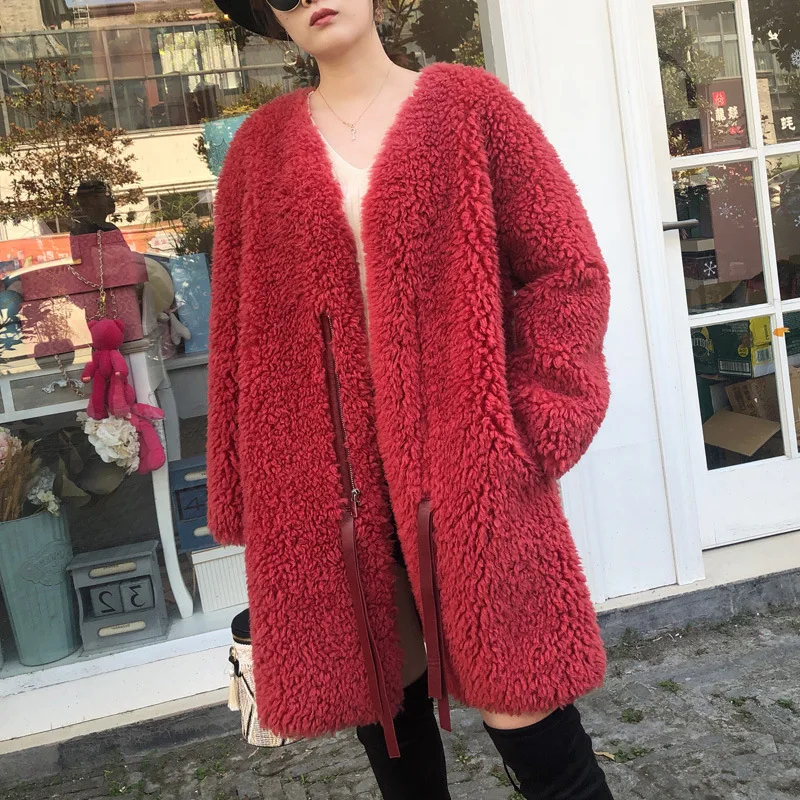 Пальто из натурального овечьего меха куртка 100% шерсти женская одежда 2020