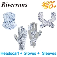 f riverruns upf50 sun protection fingerless fishing gloves sleeves headscarf for fishing boating kayaking hiking