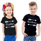 Футболка Летняя со стрелками, brother, brother, для девочек и мальчиков, Забавные футболки, одежда, Короткие хлопковые рубашки, милые детские футболки с коротким рукавом, топы