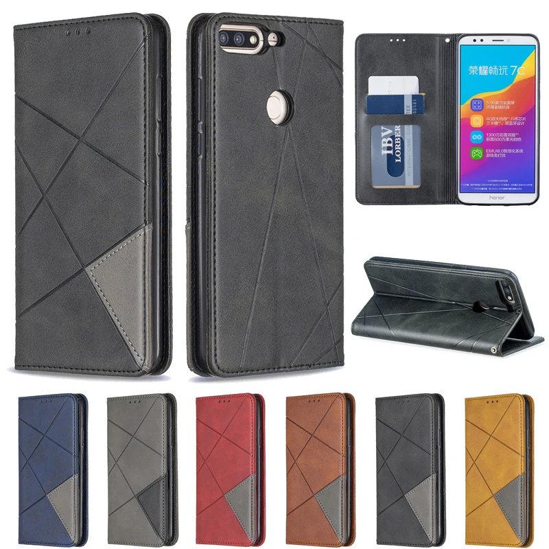 Honor 7C чехол Huawei AUM L41 Чехол книжка на магнитной застежке из натуральной кожи для