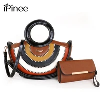 ipinee pu leather purse handbags women bead chain designer bag big top handle lady shoulder bags 2set tote wallet